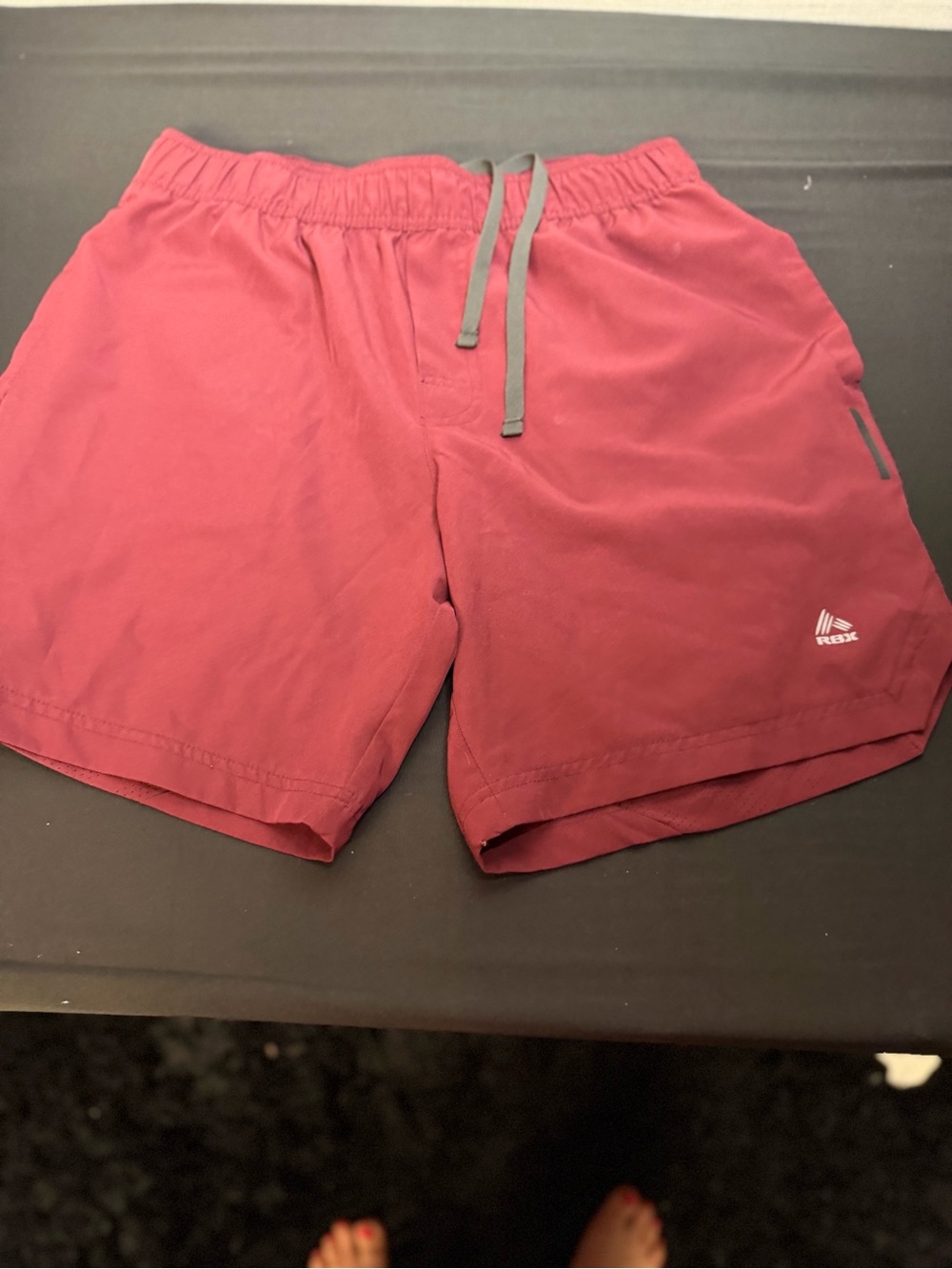 RBX Men's Maroon Athletic Shorts with Gray Drawstring